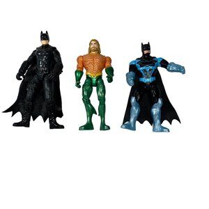 DC Comics Lot of 3 blue black Batman & Aqua man Action Figures Justice League 4"